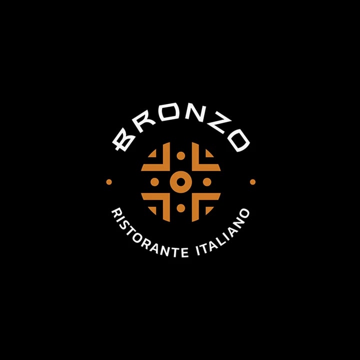 Logotipo do Bronzo, ristorante italiano, sobre fundo escuro