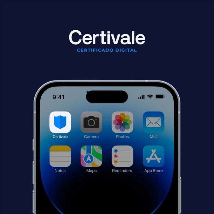 Identidade da Certivale na tela de um celular